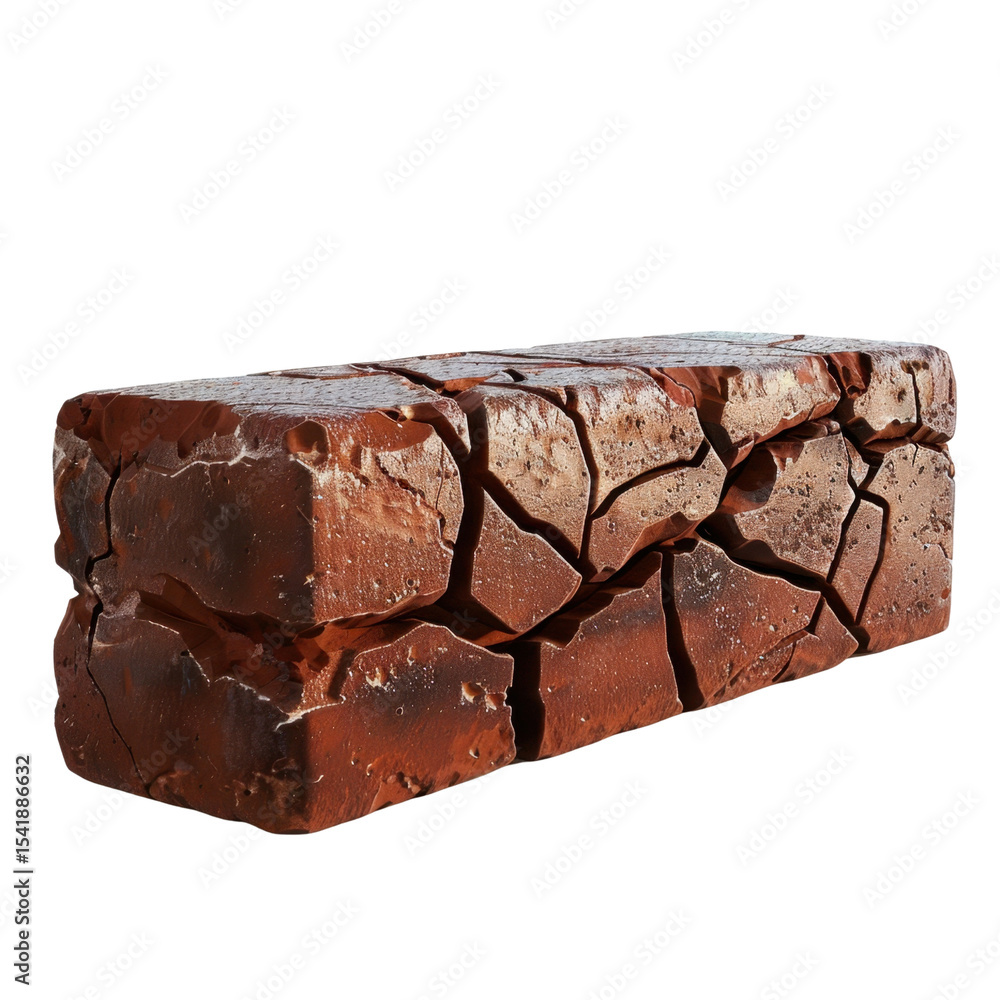 Poster cracked red brick with rough texture, showcasing its weathered appearance and unique patterns. this 
