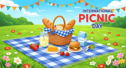 International Picnic Day: A Delightful Summer Picnic Scene With Food And Drinks