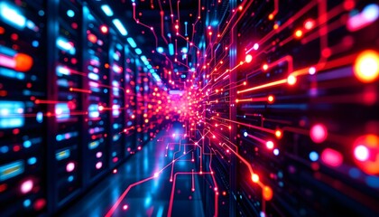 Obraz premium Abstract AI data visualization with flowing lines and nodes, dynamic and futuristic feel .