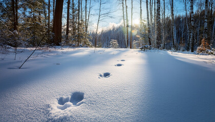 tiny fox paw print in pristine snow winter forest scene winter wildlife photography cold