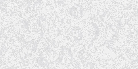 Topographic map contours curve line Hand-drawn vector pattern Wave textures white and gray white background.
