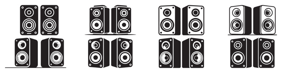  Stereo Speaker System Vector Icon Set
