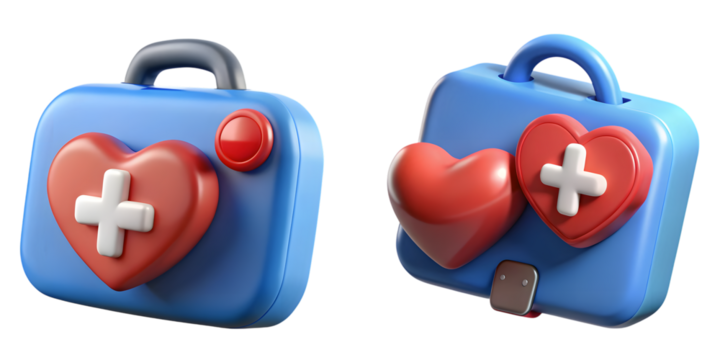3d render first aid kit icons isolated on transparent background - Powered by Adobe