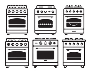 Stove and Oven Kitchen Appliance Icon Set