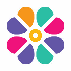 Minimal Floral Vector Icon Design Geometric Colorful Flower Logo.