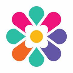 Minimal Floral Vector Icon Design Geometric Colorful Flower Logo.