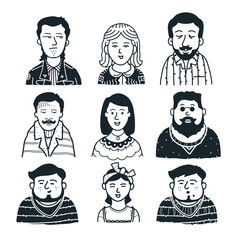 set of people faces