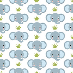 Cute Elephant Seamless Vector Background Design