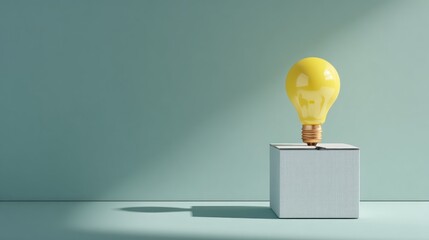 Lightbulb atop a box, representing innovation and ideas