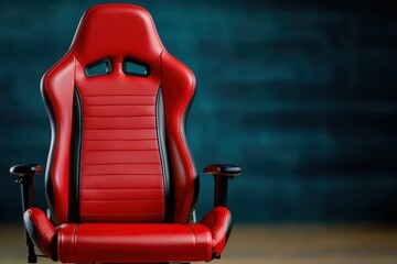 Red Leather Gaming Chair on Teal Background