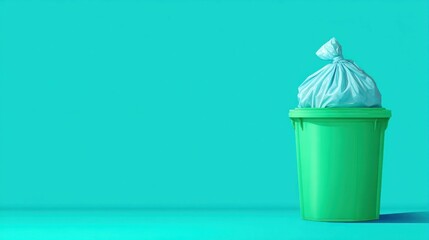 Trash can with a filled bag
