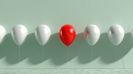 A single red balloon amongst many white balloons (2)