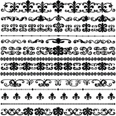 Collection of decorative borders and dividers in black and white vector format
