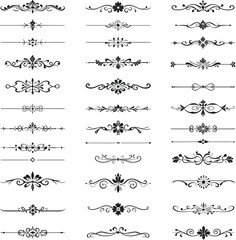 Collection of Decorative Floral Dividers and Design Elements for Elegant Invitations