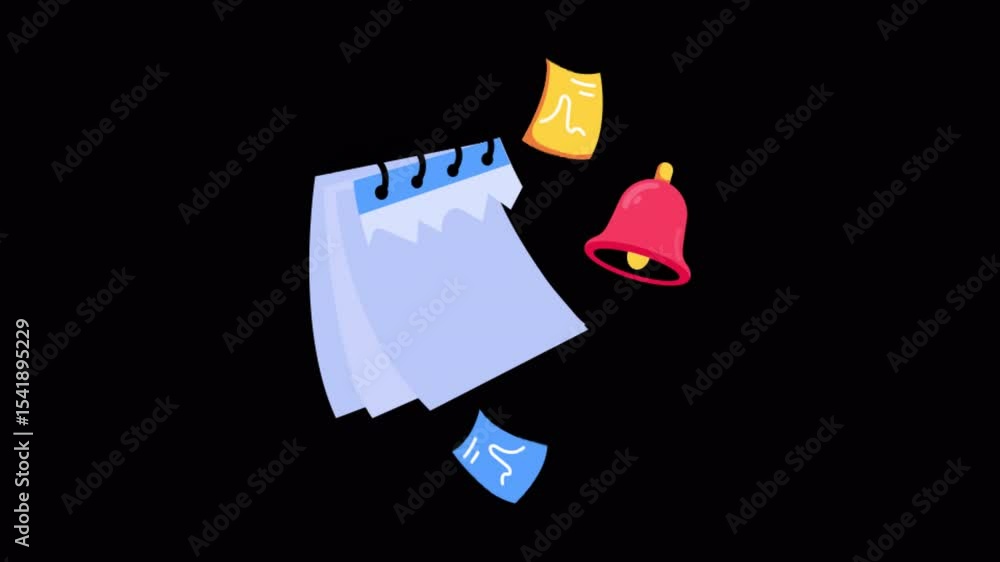 Poster reminder notes 2d flat animations on transparent background