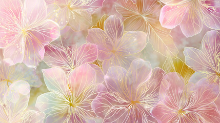 Beautiful transparent pink flowers background wallpaper