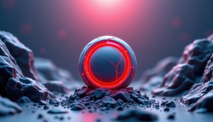 create a high quality puter generated stereoscopic 3d rendering of an object in a realistic three dimensional environment, with the subject placed at the top and copy space at the bottom