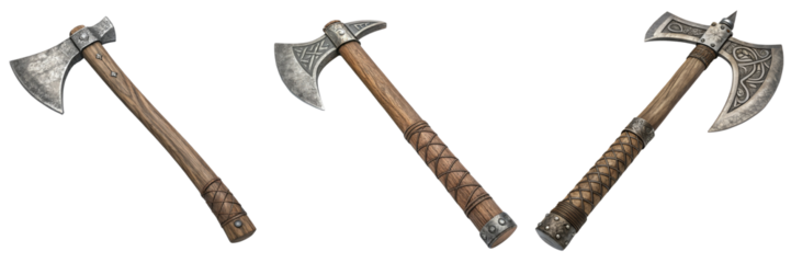 Viking battle axes showcase historical museum image collection indoor