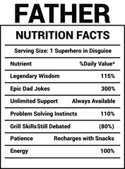 Obraz premium Father nutrition facts, father funny nutrition facts