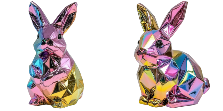 Home decor colorful geometric rabbit statues for creative spaces