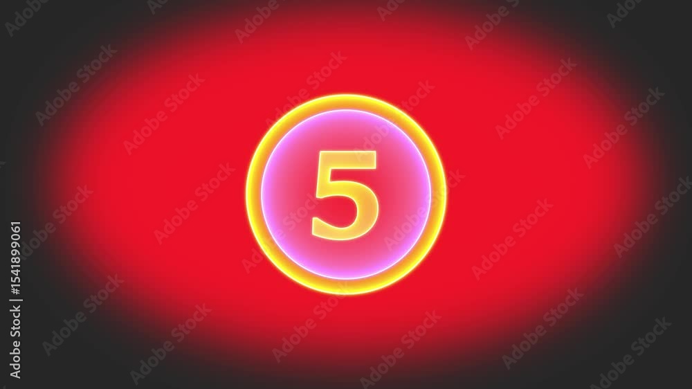 Poster glowing neon timer animation on transparent background. simple 10 to 0 seconds countdown 2d animatio