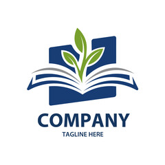 LIBRARY LOGO, BOOK AND PLANT LOGO ICON, BOOK LOGO, GREEN LIBRARY LOGO