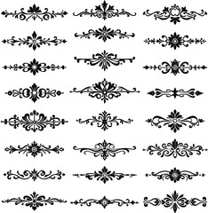 Collection of Vintage Floral Dividers and Ornaments in Black and White