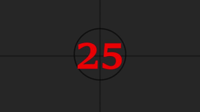 Retro countdown from 30 to 0 in red color,countdown timer 30 seconds animation retro projector style from ten to zero, in 4k ,Retro vintage style countdown animated video 