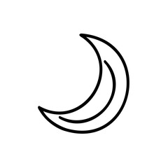Simple Black Line Art Crescent Moon Icon Design Element Handmade Autumn Graphic white