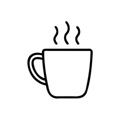 Simple Line Drawing of a Hot Mug Steaming on White Background Autumn Handmade Illustration