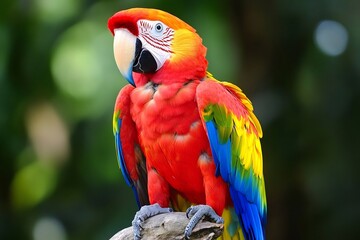 Lush Amazon Rainforest Canopy Vibrant Macaws and Monkeys