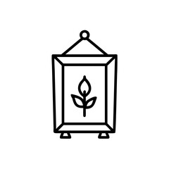 Black Line Drawing Simple Hanging Framed Plant Image Autumn Handmade Design Element