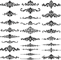 Elegant Black and White Ornate Dividers and Borders Vector Set