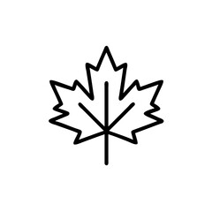 Simple Black Line Art Maple Leaf Illustration Isolated on White Background Autumn Handmade Design Element for Fall Season