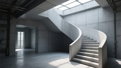 Obraz premium Concrete Spiral Staircase in Modern Industrial Interior
