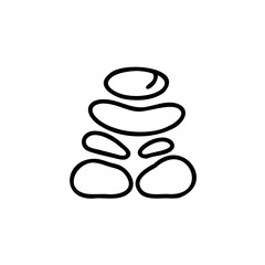 Black Line Drawing Stacked Smooth Stones Spa Relaxation Zen Handmade Autumn Icon Symbol
