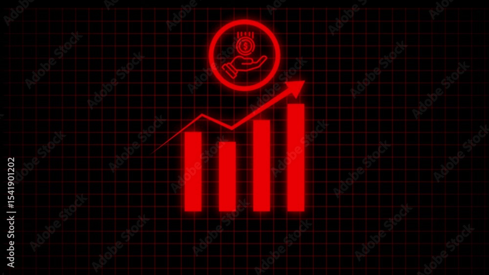 Aufkleber bar graph with dollar sign on grid background,abstract increasing arrow business graph icon animatio