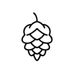 Black Outline Drawing of a Single Hop Cone Isolated on White Background Simple Handmade Autumnal Icon Graphic Design Element