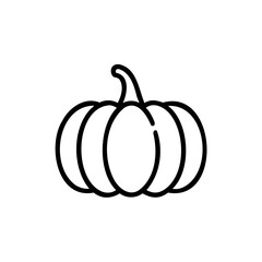 Simple Line Drawing of a Pumpkin with a Stem Autumn Harvest Vegetable Icon Handmade Illustration Black and White Graphic Design Element