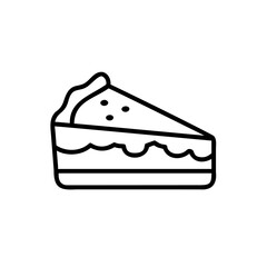 Line Art Illustration of a Triangular Slice of Layered Cake with Icing and Sprinkles Autumnal Dessert Handmade Sweet Treat Bakery