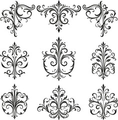 Elegant Black and White Vector Flourishes and Decorative Ornaments Collection