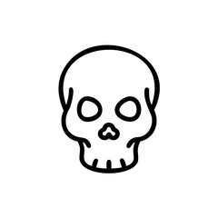 Simple Line Art Drawing of a Human Skull Black and White Icon Handmade Autumn Design Element