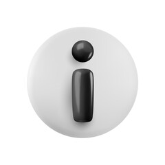 Vector cartoon 3d information sign. Cute realistic render of black i sign in white circle. Info button design element for info support, web, help, faq, ui, game, app.