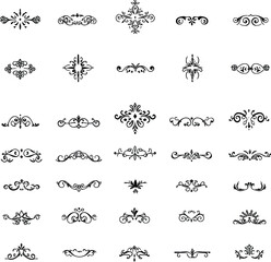 Collection of Decorative Flourishes and Dividers in Black and White for Design