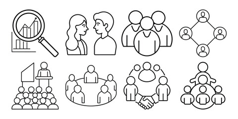 Business team collaboration and growth icons