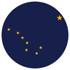 Alaska flag in circle shape. Flag of Alaska state in circle shape