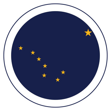 Alaska flag in circle shape. Flag of Alaska state in circle shape