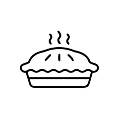 Hot Steaming Homemade Apple Pie Outline Icon Simple Black Line Drawing Autumn Dessert Food Baked Pastry Sweet Treat