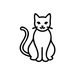 Simple Line Drawing of a Sitting Cat Black Outline on White Background Handmade Autumn Illustration