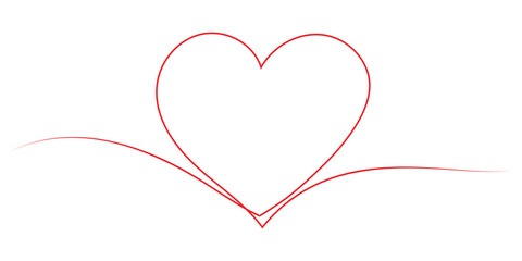 Heart. Abstract love symbol. Continuous one line art drawing vector illustration